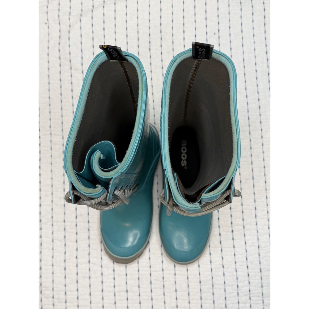 Bogs Womens Teal Blue Waterproof Lace Up Tall Rain Boots Rubber Outdoor Shoes - Picture 7 of 9